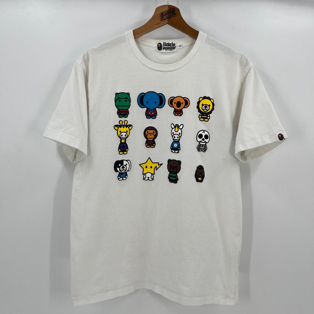 OG BAPE A Bathing Ape Nigo Baby Milo and Friends Tee in White size L
